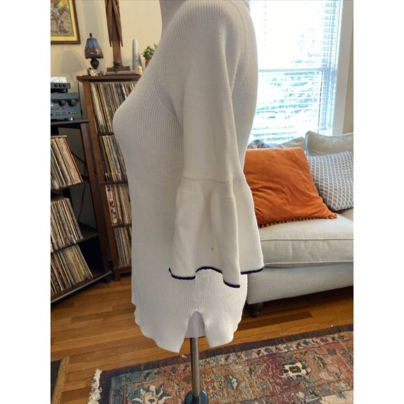 DRAPER JAMES S Ivory Bailey Peplum Sleeve Sweater Women's Pullover V-Neck Shirt - Picture 7 of 12